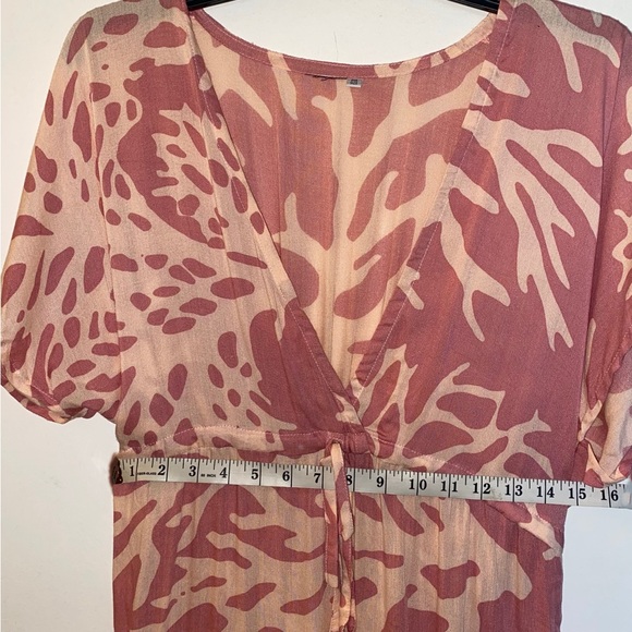 Pink Coral Hawaiian Beach Swim Coverup Dress With Drawstring Waist (One Size) - Picture 7 of 8
